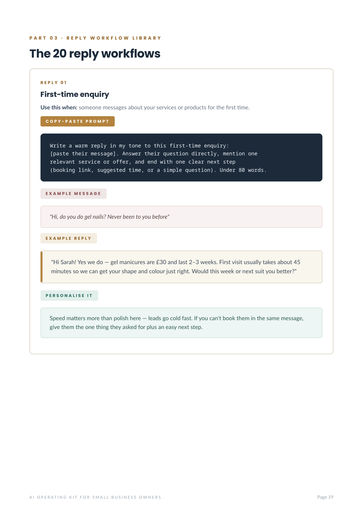 Part 3 — one of the 20 reply workflows